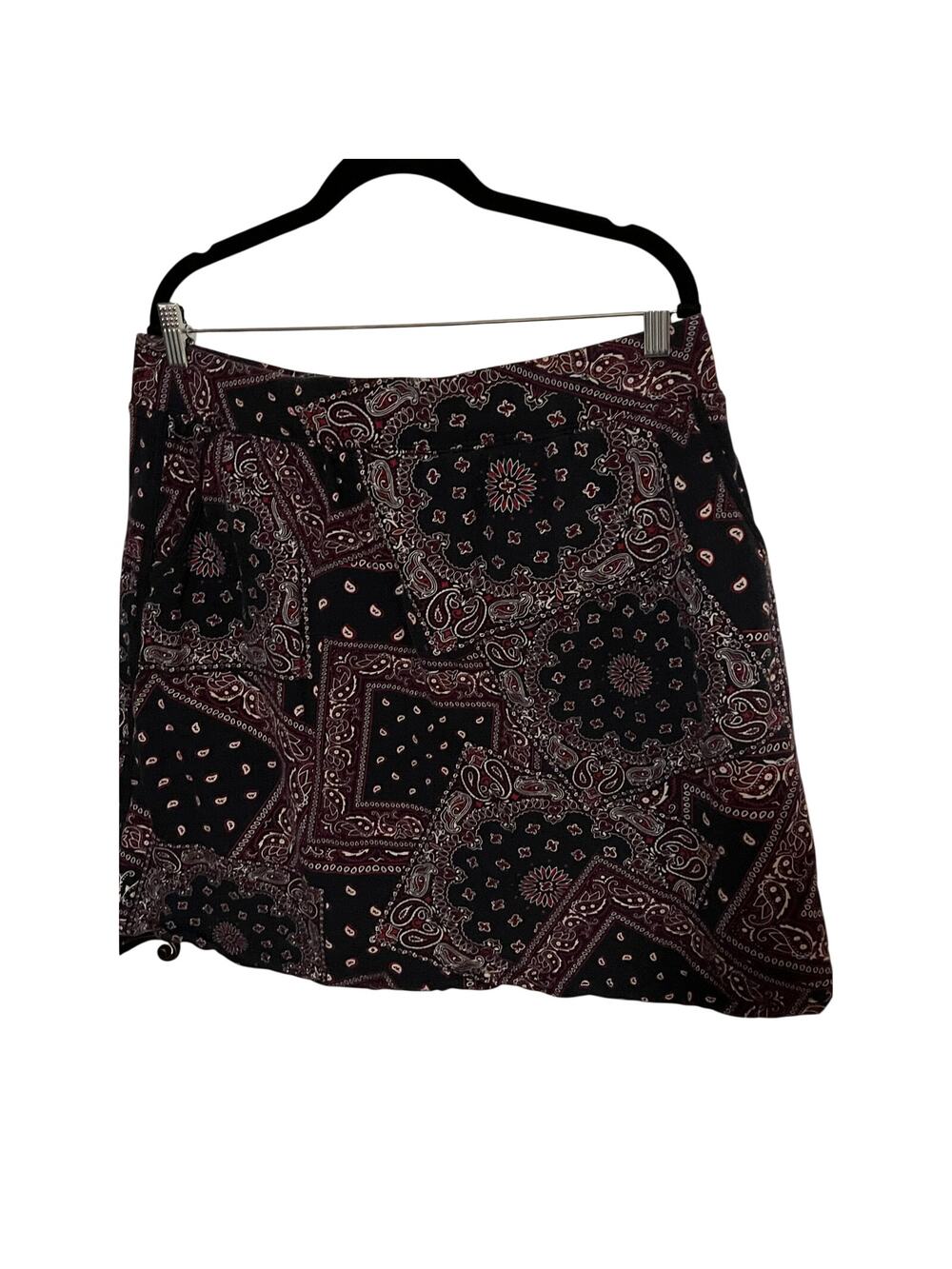 d & Co Active Paisley Print Skort Skirt Women's XL Navy Burgundy Stretch Pull-On